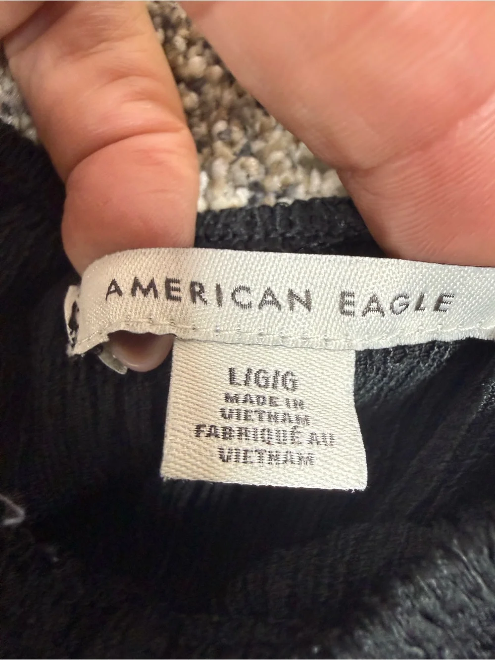American Eagle Outfitters Black Smocked Tie-Front Crop Top